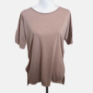 Nike Dri-Fit long line, split side, soft heather mauve pink, tee T-shirt M